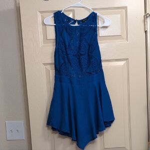 Chic Blue Lace Romper